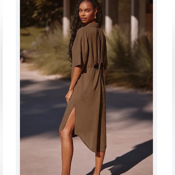 Anthropologie Dresses & Skirts - The Lucia Sheer Midi Dress by Anthropologie:
Linen Edition Button Front Shirt